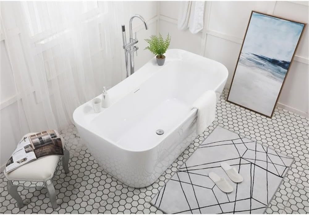 Elegant Decor Indoor Modern 59 inch Soaking Bathtub in Glossy white - 59x30.7x25