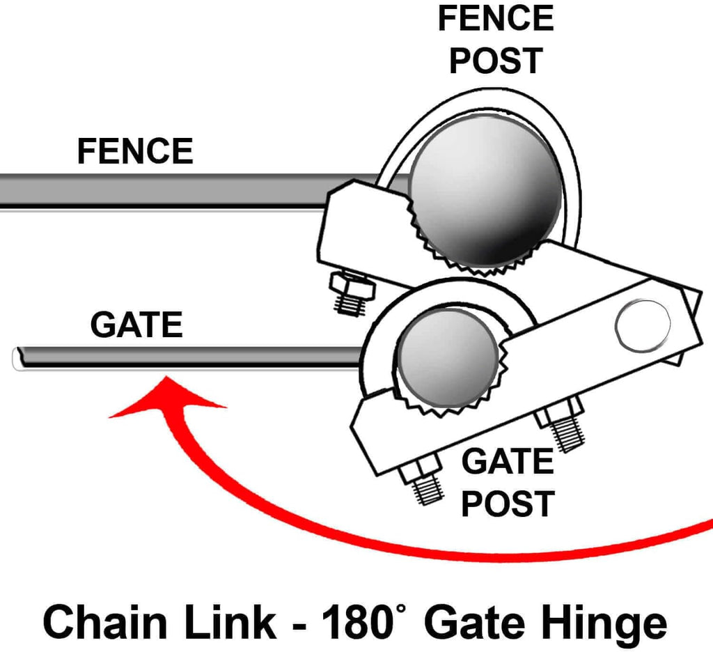 Chain Link Fence 180 Degree Commercial Duty Gate Hinge-for 8-5/8' Outside Diameter Gate Post/Pipe & 1-5/8 Thru 1-7/8' Gate Frame. Chain Link Post Gate Hinge - Hinge U Bolts Included - Qty 2