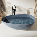 67' Stone Resin Luxury Contemporary Solid Surface Freestanding Bathtub in Cement Point Treatment Oval Tub