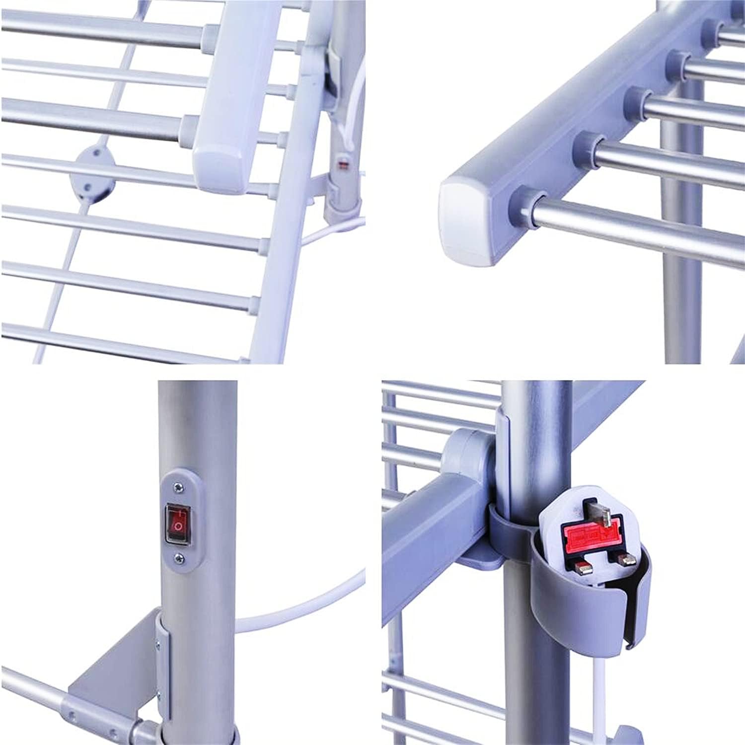 Drying RacksElectric Heating Clothes Drying Rack, 3-Tier Oversize Collapsible Electric Heated Towel Rail, Free-Standing Stainless Steel Laundry Garment Dryer Stand for Towels, Clothes, Shoes