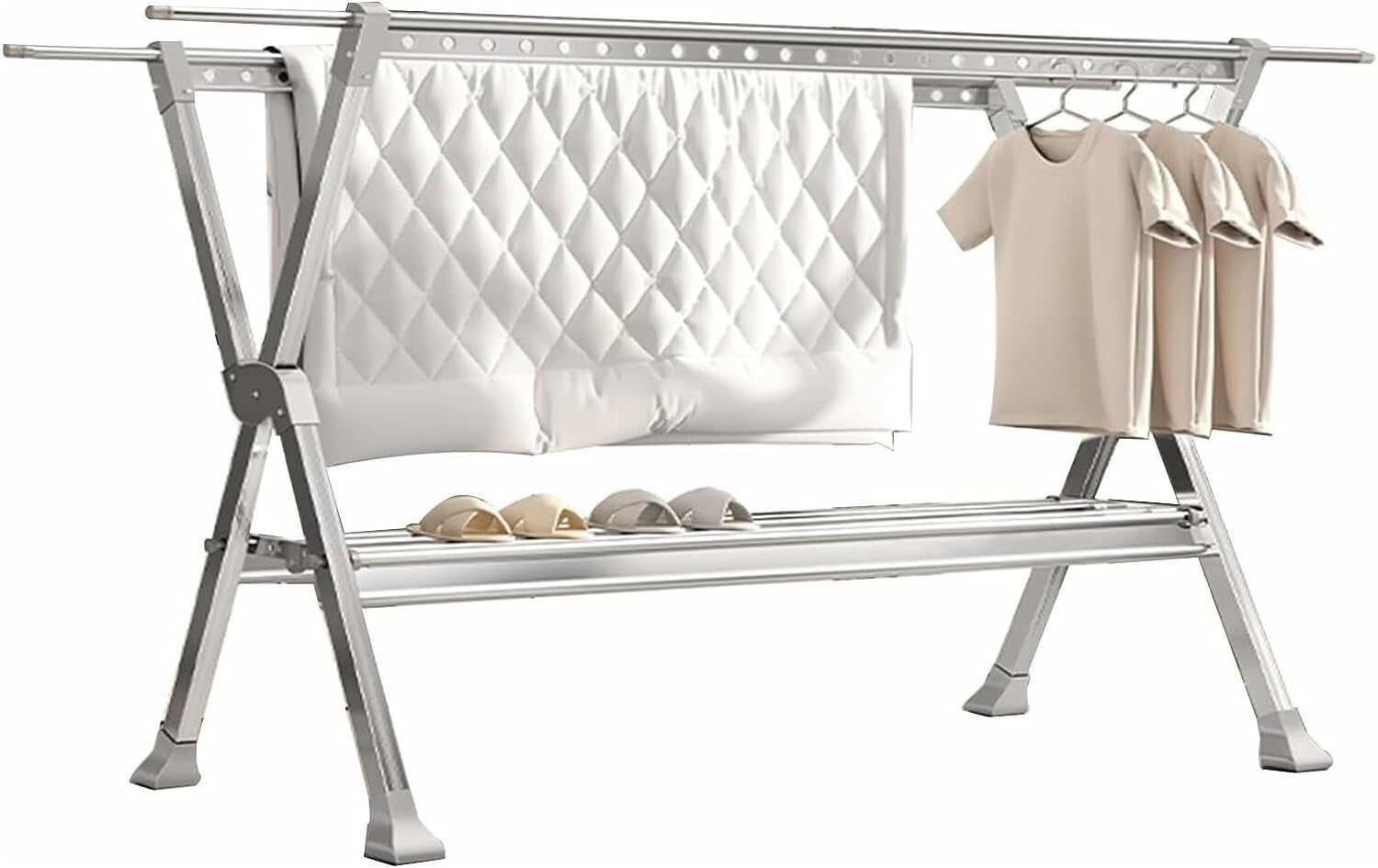 Clothes Drying Rack Airers Adjustable Clothes Drying Rack Folding Retractable Collapsible Free-Standing Clothing High Capacity Garment Easy Moveable,A-250 * 54 * 132cm