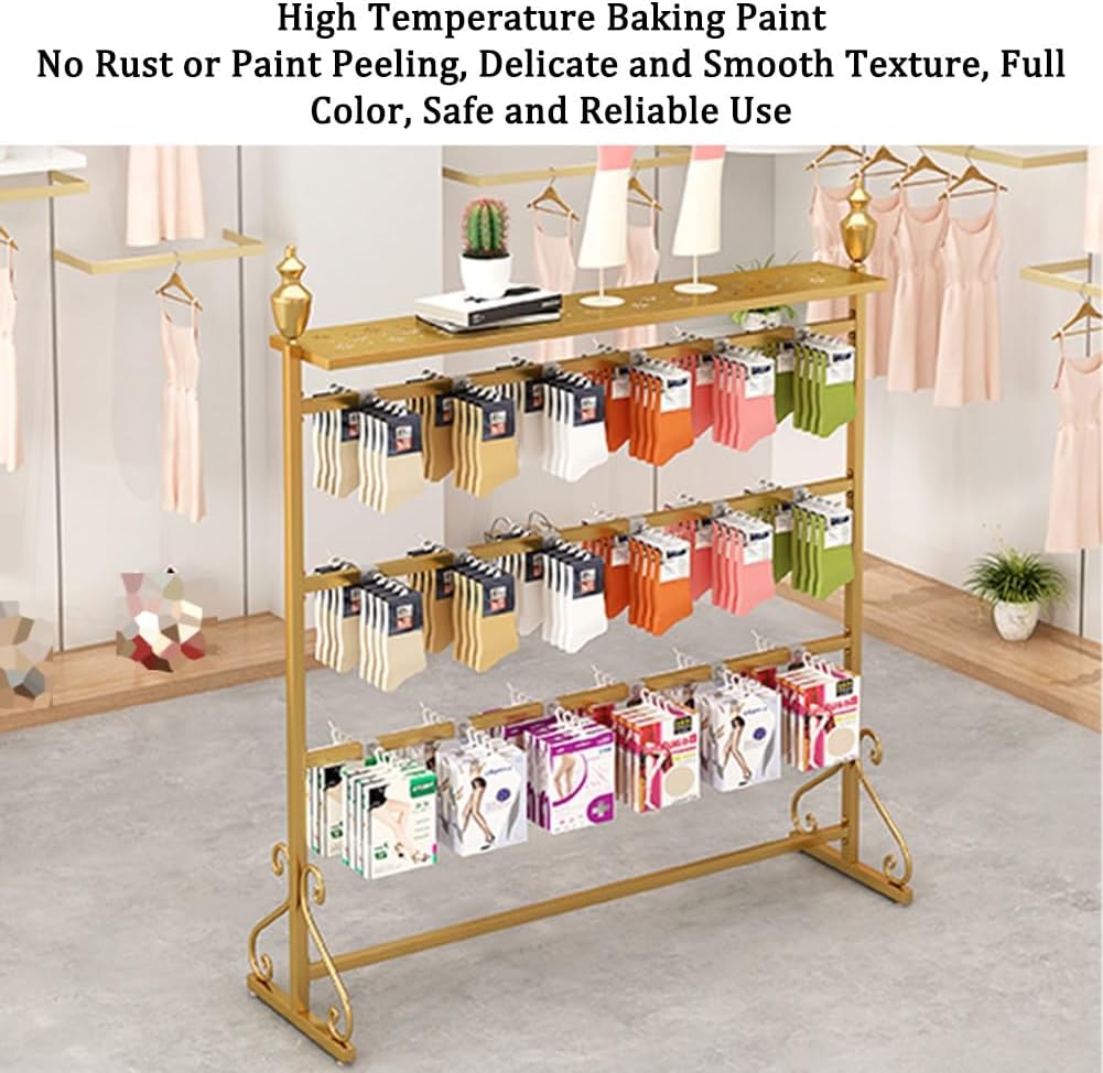 Freestanding Garment Rack Display Stand, Double-Sided Display Storage Hanger for Lingerie Slippers Shorts Swimwear Scarves Gloves，Black 120x40x155cm