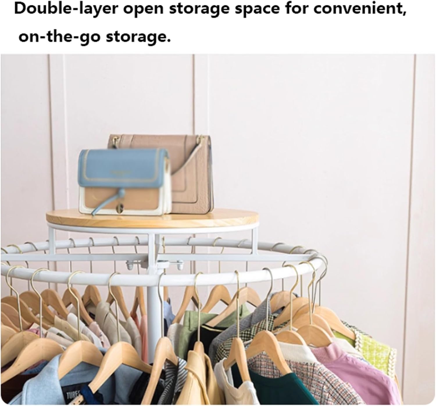 Multi-Purpose Garment Rack, Metal, Commercial Clothes Display Stand, Heavy Duty, 360° Rotating, for Retail Boutiques Home, Laundry Room, 53/59in(White,50 * 135cm)