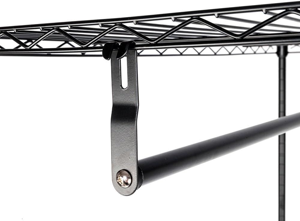 Garment Racks, 2Tier Rod Closet Organizer Garment Rack Clothes Storage Hanger Shelf Hooks Adjustable Wire Shelving Clothes Rack with Double Side Hooks, Freestanding Steel Wardrobe Rack