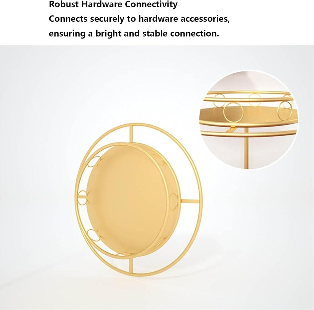 Metal Garment Rack with Top Shelf, Round, Floor Standing Clothing Display Stand, 360° Rotating, Multi-Purpose, for Bedroom Boutique Retail(Gold,50cm)