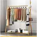 Metal Clothes Rod Rack with Shoe Bench, Coat Stand with Top Rod and Bottom Shelf, Freestanding Garment Rack for Bedroom
