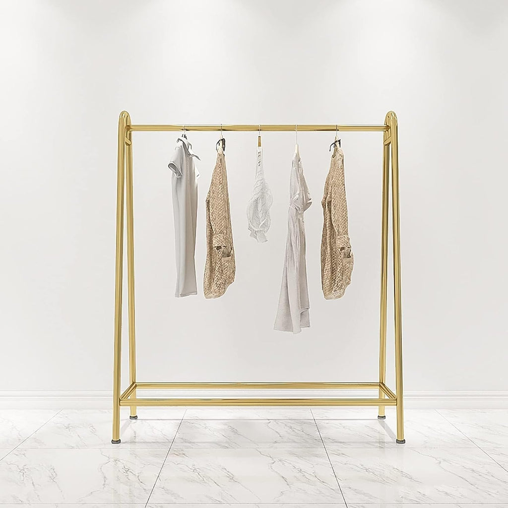 Gold Metal Garment Rack, Free Standing Clothing Organizer, Heavy Duty Clothes Display Rack 120x40x150cm