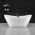 IDEALHOUSE 67' Acrylic Freestanding Bathtub Contemporary, Soaking Tub, CUPC Certified Stand Alone Tub with Non-Slip Base, Chrome Drain & Overflow, for Home Spa Relaxation(White-Sky)