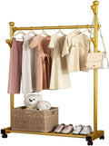 Clothes Rack, Metal Garment Rack, Multifunctional Garment Rack With Storage Shelves, Freestanding Closet With Hanging Rods(C,60 * 38 * 154cm)