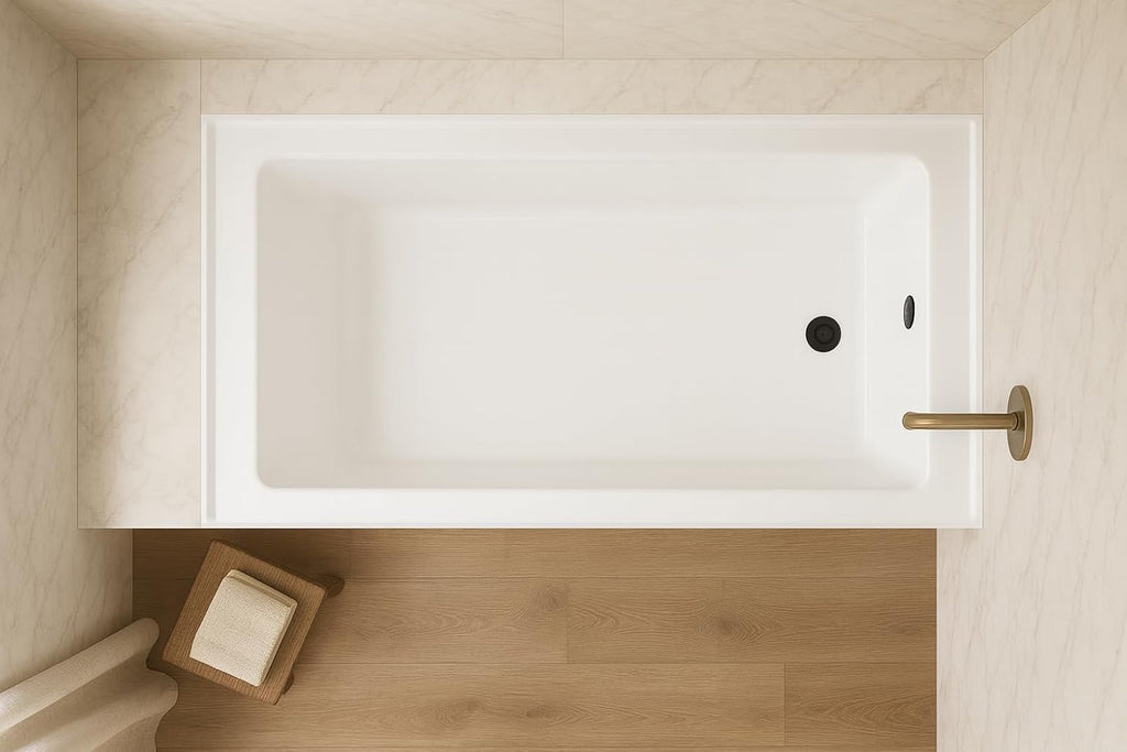 Carver Tubs - ALR6636 - Acrylic Freestanding Alcove Soaking Bathtub, Chrome Drain and Center Slotted Overflow Included- White Rectangle Acrylic Tub - Right Hand Drain - 66' L x 36' W x 20.5' H