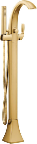 Moen Voss Brushed Gold One-Handle Freestanding Floor Mount Tub Filler with Handshower, 695BG