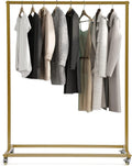 52.8' Boutiques Retail Gold Clothing Racks with Wheels, Rolling Garment Rack Clothing Store Hanger Storage Shelves,Commercial Closet