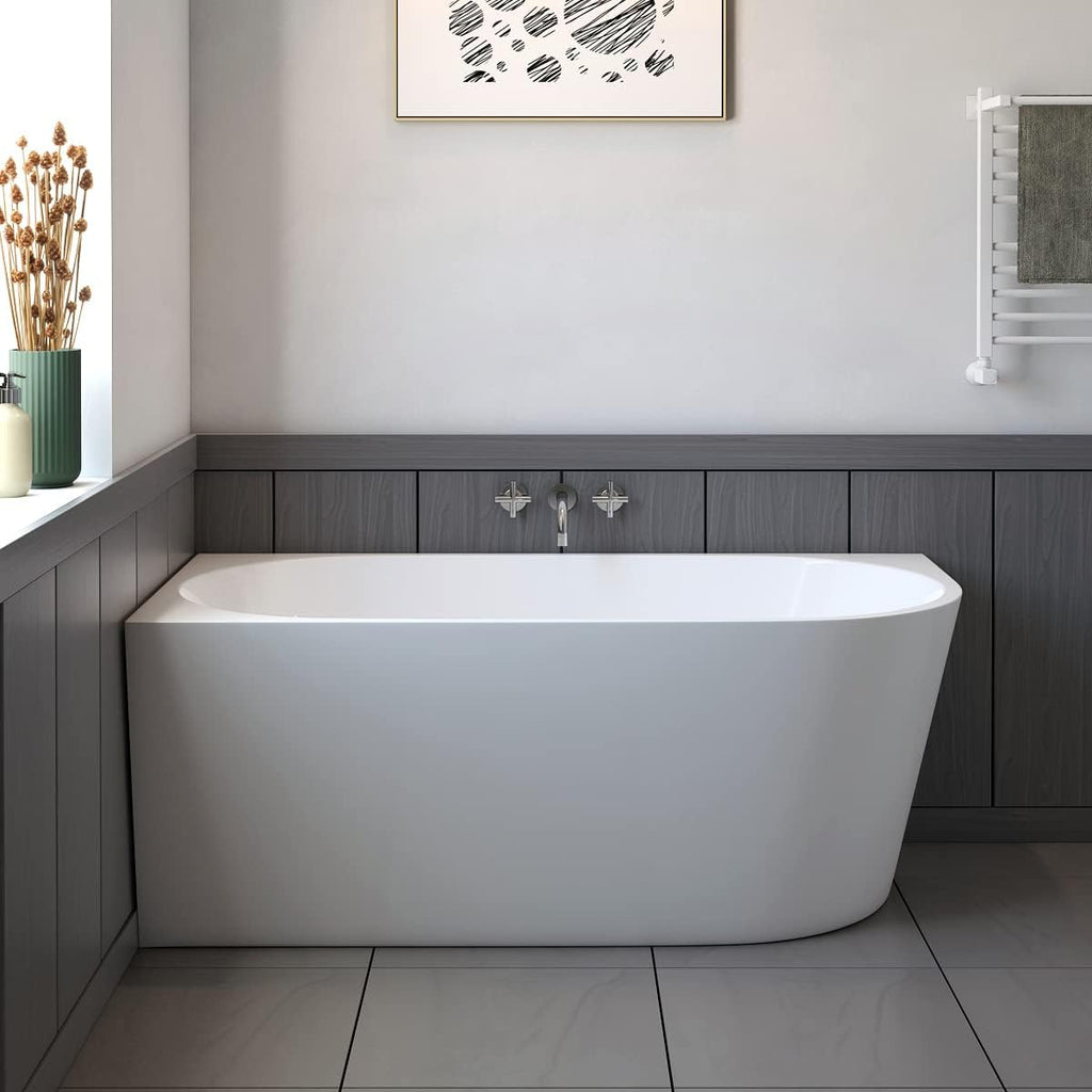 A&E Bath and Shower Oxnard Left 59'' Left Corner Freestanding Bathtub, White