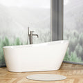 Zevemomo 55' Acrylic Freestanding Bathtub, White Soaking Tub with Brushed Nickel Overflow and Drain, Freestanding tub with Non-slip Design, cUPC Certified