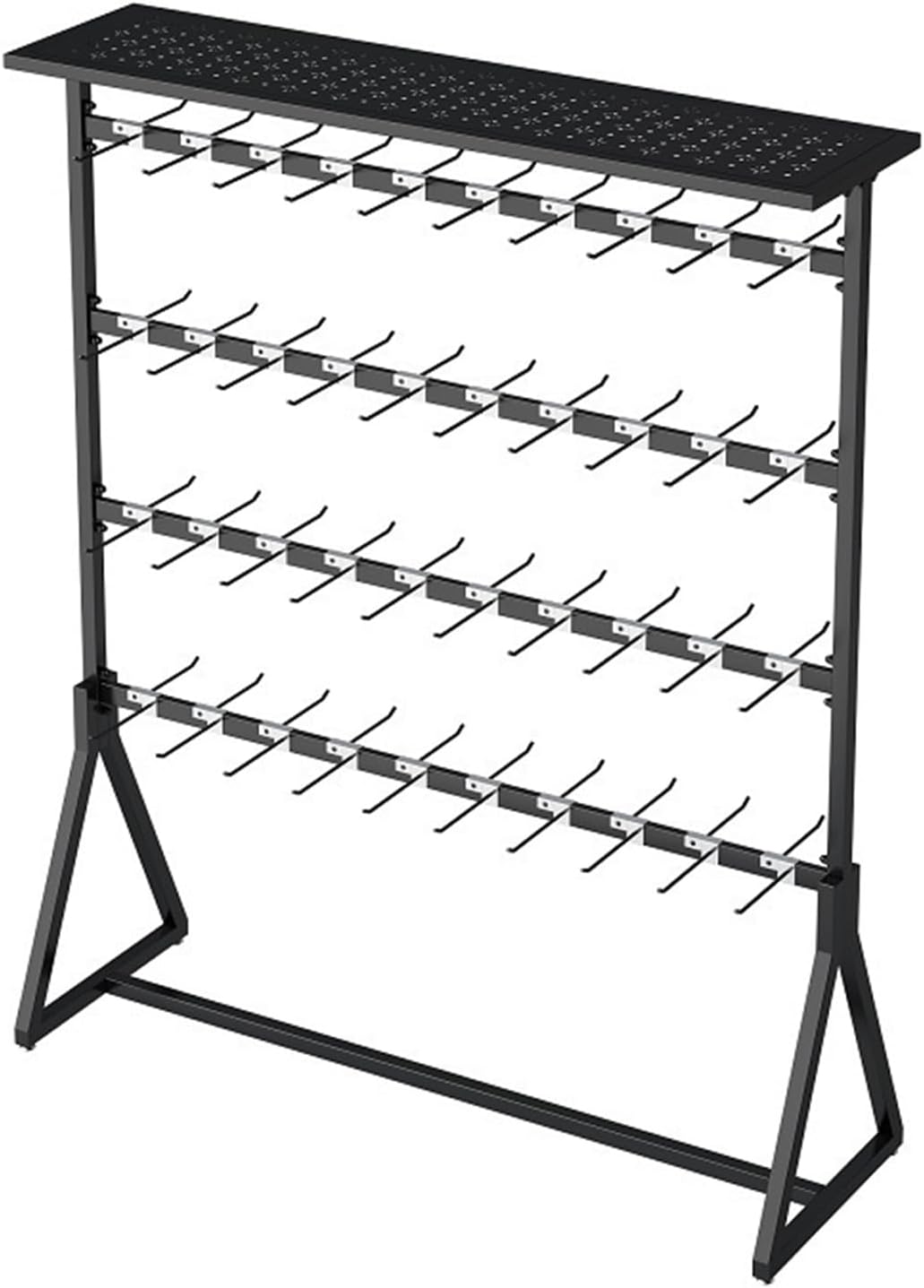 Display Stand Freestanding Underwear Rack with Top Shelf, 3-Tier Underclothing Rack for Boutiques, Retail Store Panty Shorts Bra Swimsuit Socks Display Stand,Black-120x150cm