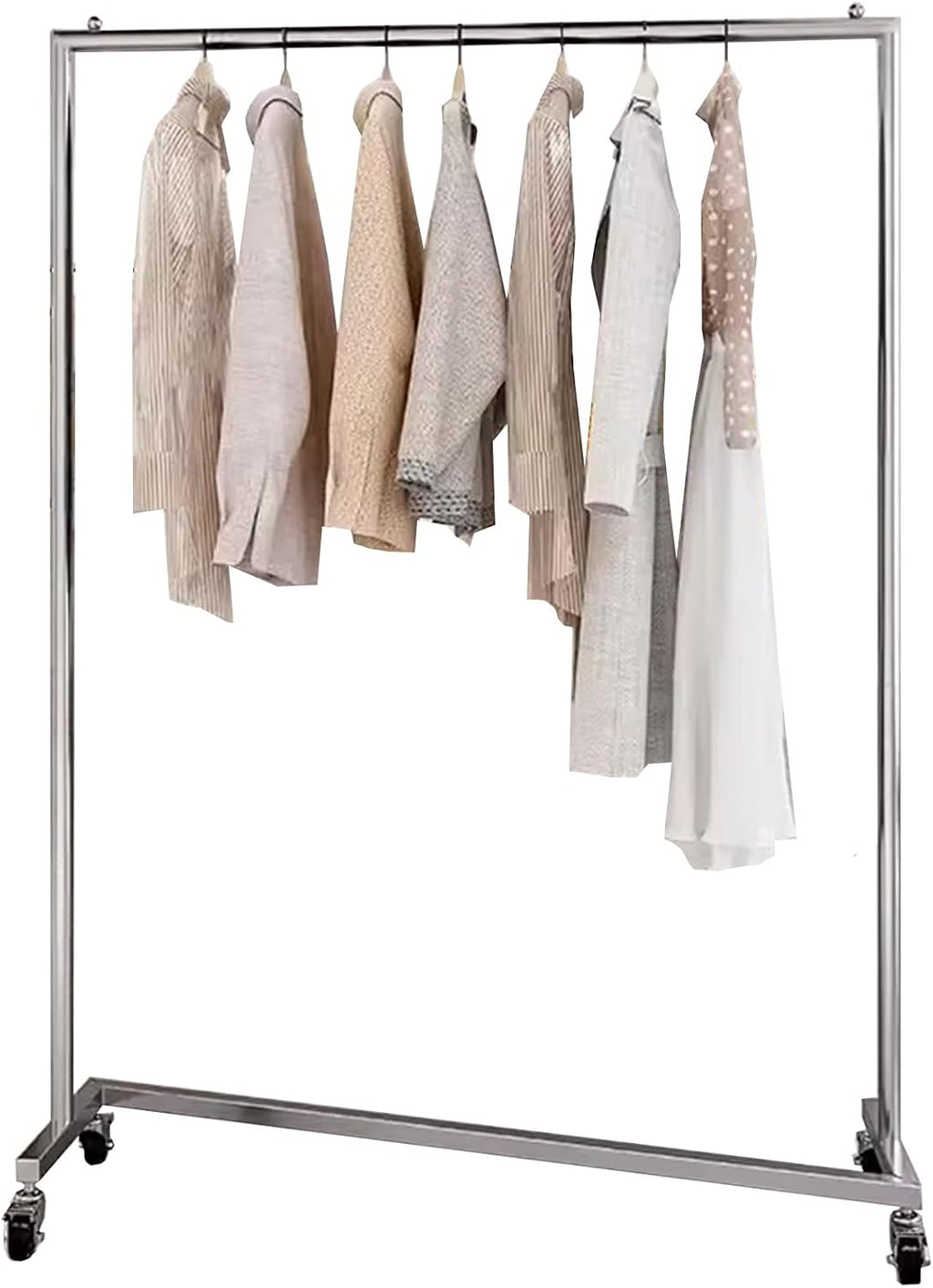 Heavy duty Garment rack Rolling Clothing Rack On Wheels, Commercial Grade Heavy Duty Clothes Rail, Silver Stainless Steel Clothes Hanging Rack With Z-Base, Portable Coat Rack For Bedrooms ( 150X40X16