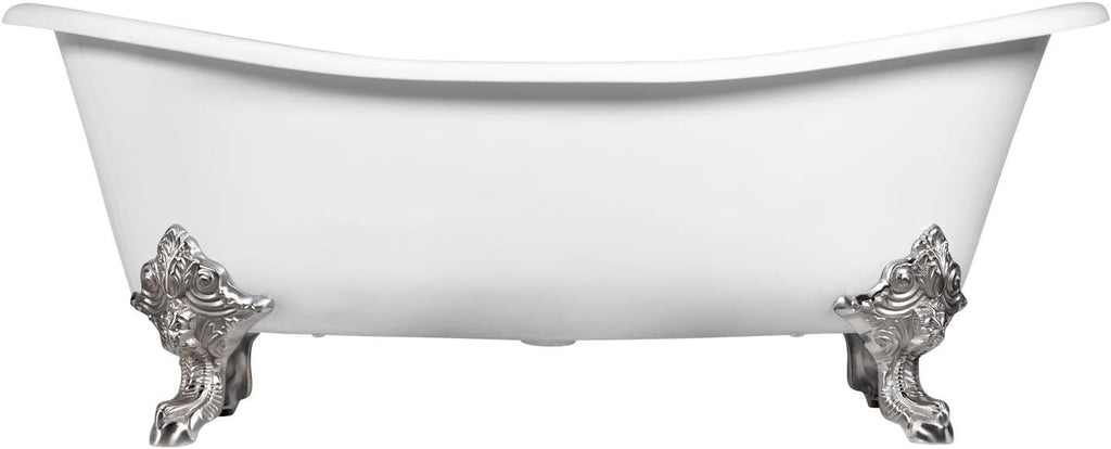 Signature Hardware 312540 Lena 72' Cast Iron Soaking Clawfoot Tub with Pre-Drilled Overflow Hole
