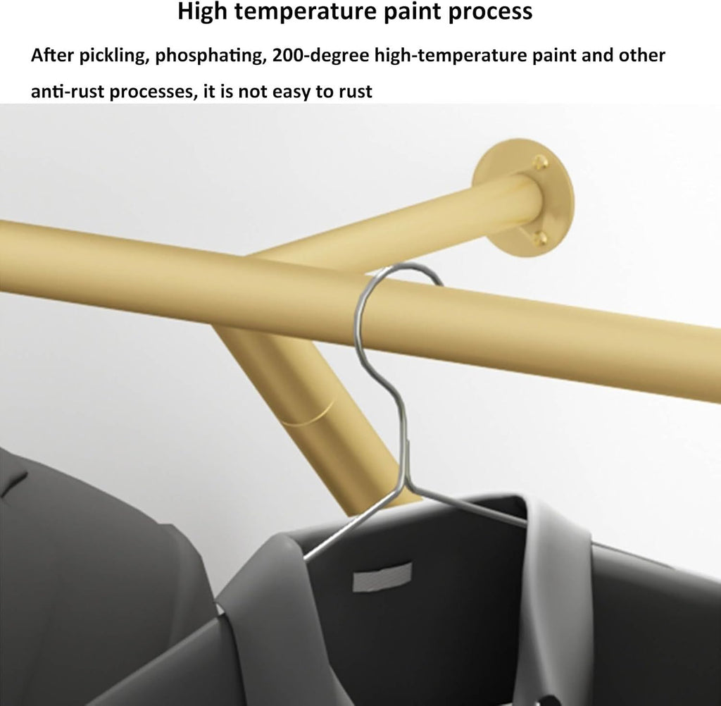 Clothing Store Clothes Display Rack, Heavy Duty Industrial Pipe Clothes Hanging Rack Wall Mounted Iron Clothing Storage Hanger Rod, Modern Metal Commercial Retail Garment Rack