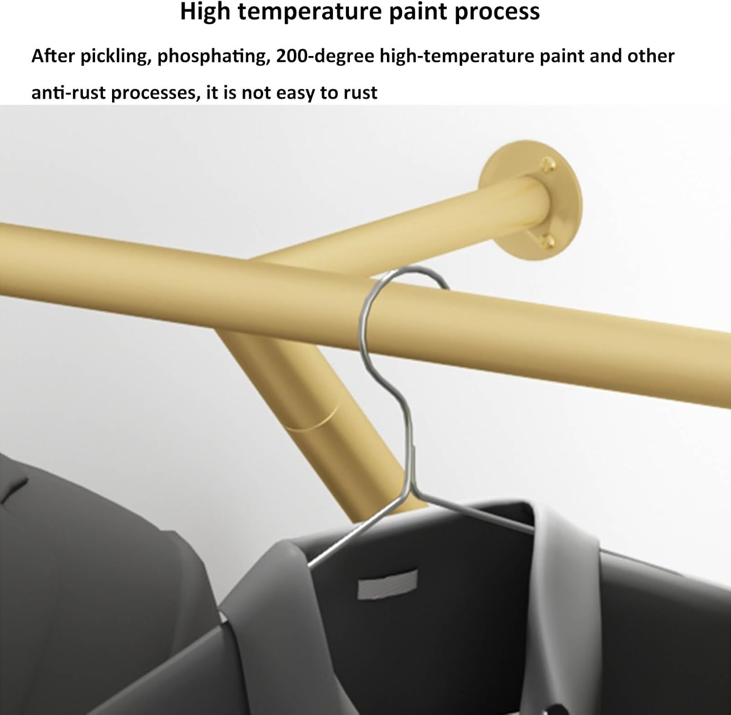 Clothing Store Clothes Display Rack, Heavy Duty Industrial Pipe Clothes Hanging Rack Wall Mounted Iron Clothing Storage Hanger Rod, Modern Metal Commercial Retail Garment Rack