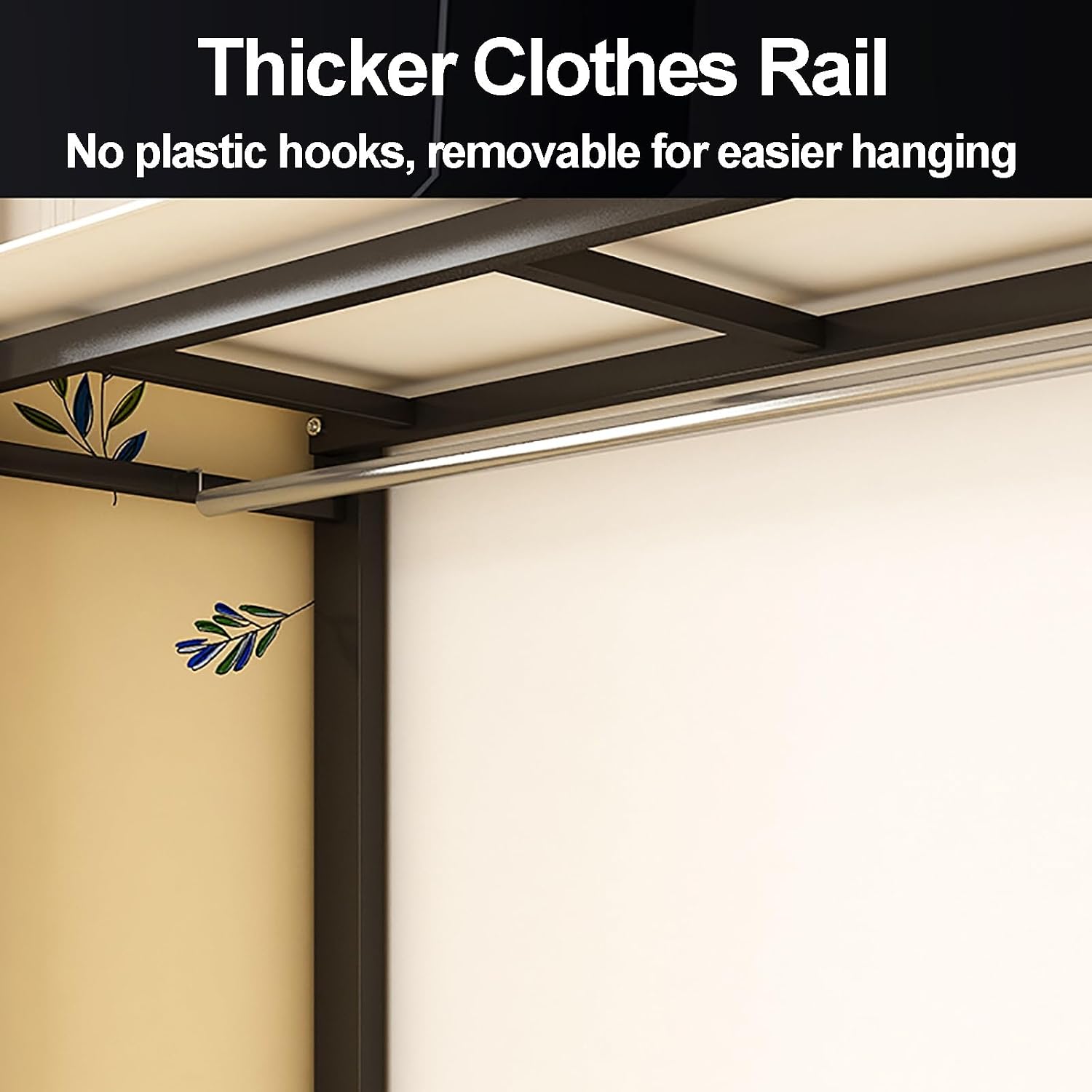 Heavy Duty Foldable Portable Wardrobe Closet With Cover, Reestanding Metal Clothing Rack, Garment Rack For Hanging Clothes, Armoire Storage(170x50x100cm)