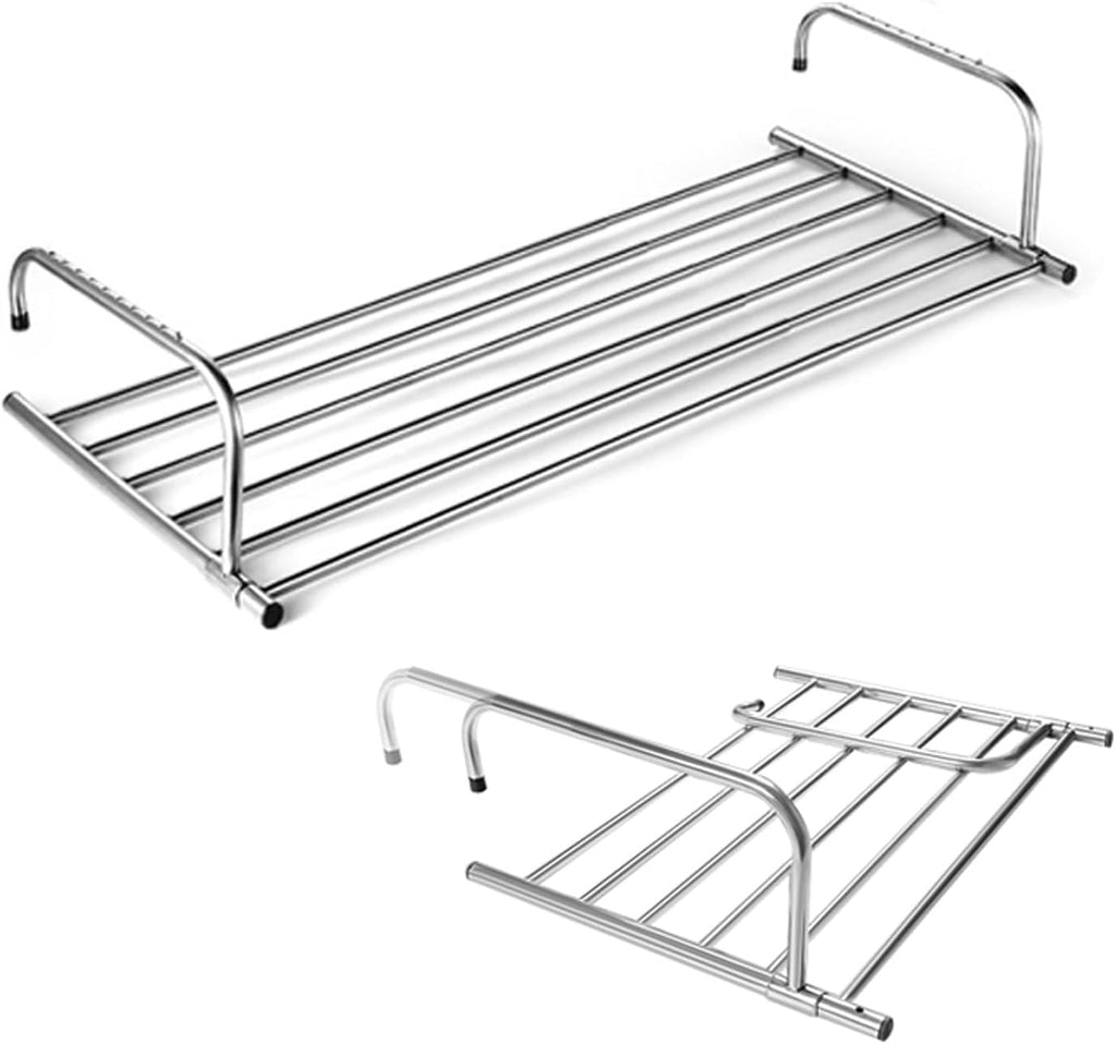 Clothes Drying Rack, Collapsible Stainless Steel Laundry Airer for Balcony and Bathroom, Space-Saving Folding Design