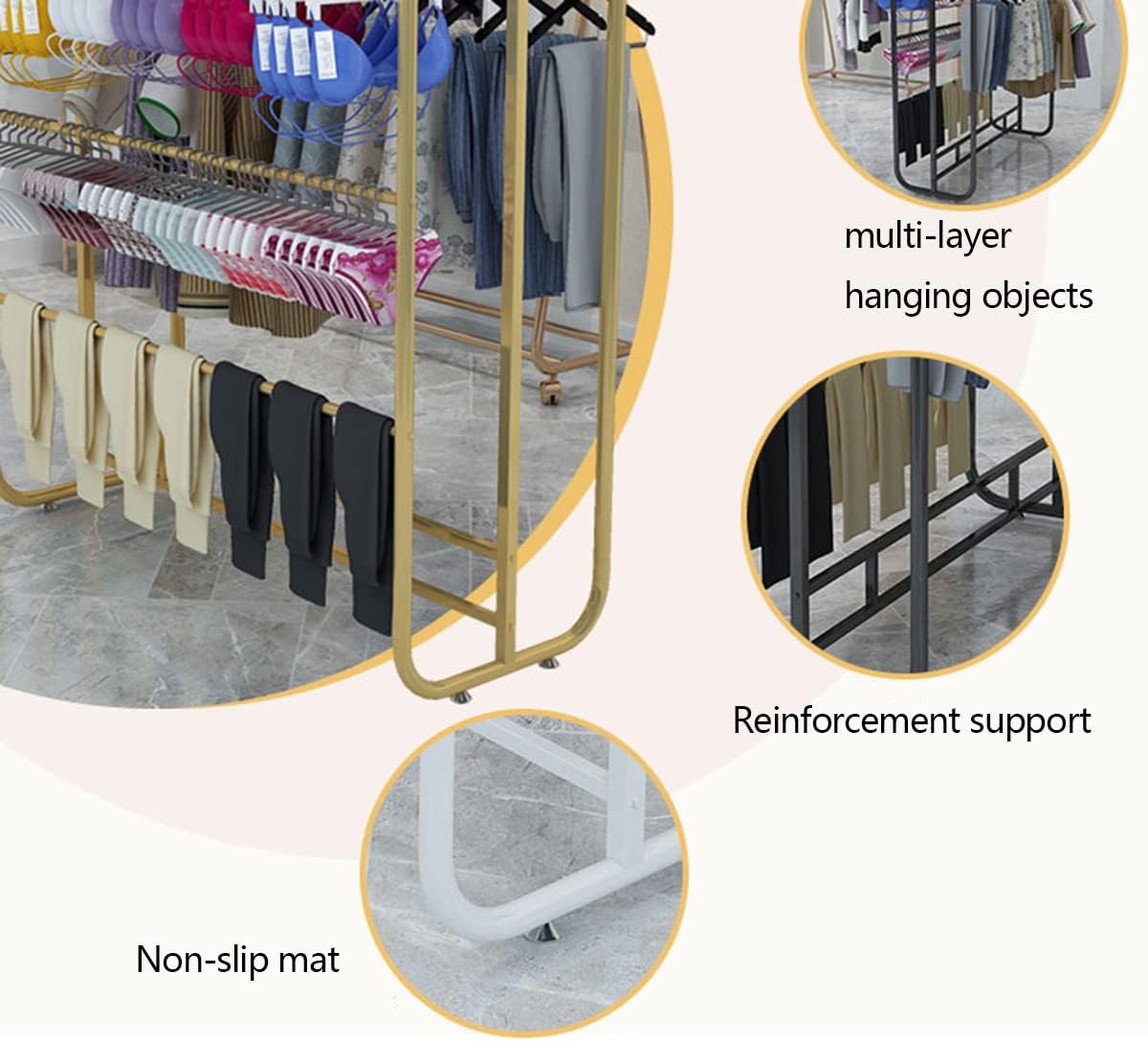Free Standing Garment Rack,Metal Floor Stand For Bras,Shorts,Socks,Underwear,Shopping Mall Garment Organizer With Top Storage For Shopping Malls,Exhibitions And Retail,A100X135Cm