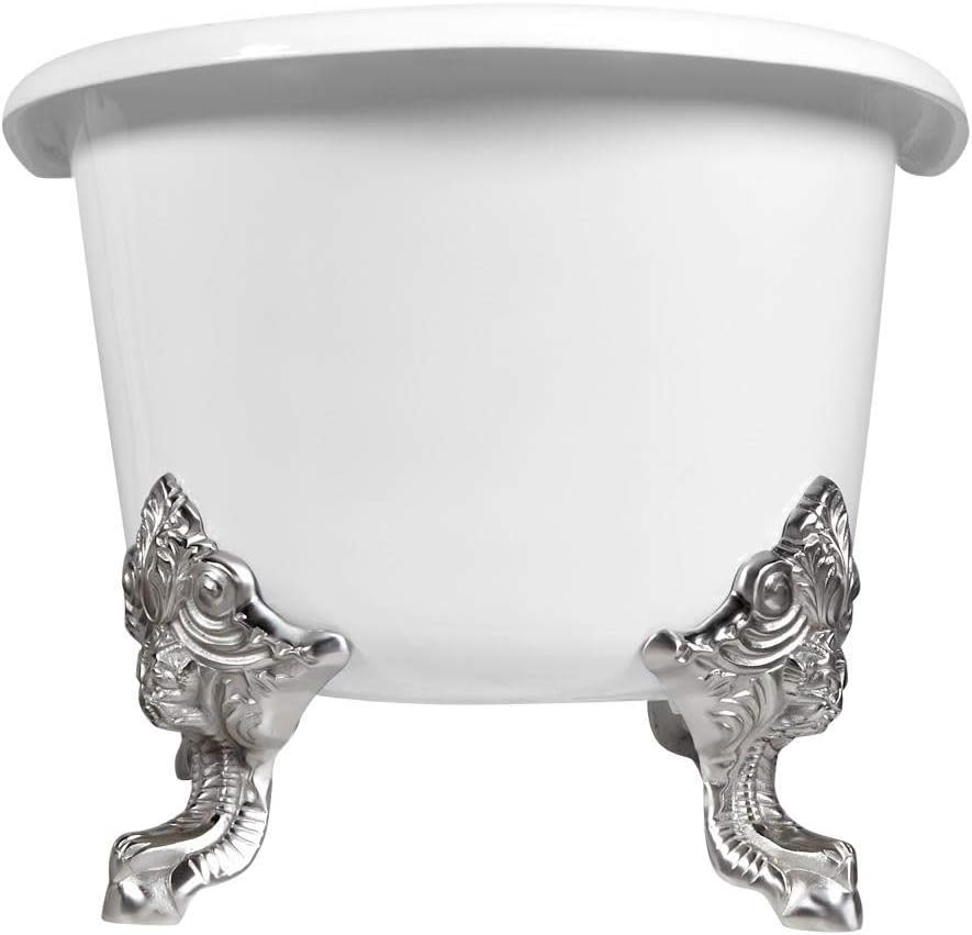 Signature Hardware 312540 Lena 72' Cast Iron Soaking Clawfoot Tub with Pre-Drilled Overflow Hole