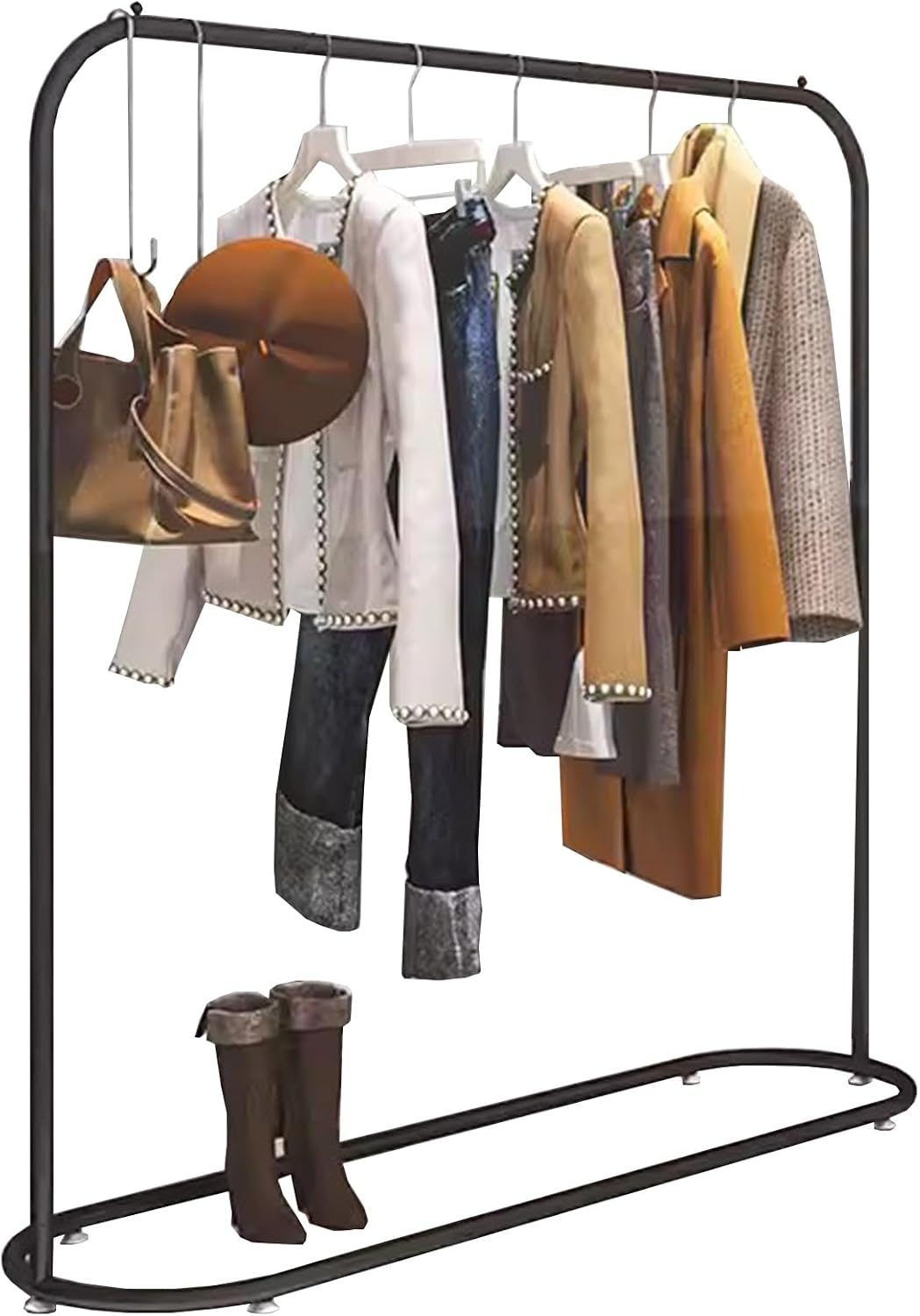 Heavy duty Garment rack Modern Black Metal Clothes Rail For Hanging Clothes Commercial Heavy Duty Clothing Rack Freestanding Retail Display Rack Easy To Assemble Single Rod Coat Rack ( 120X40X145CM)