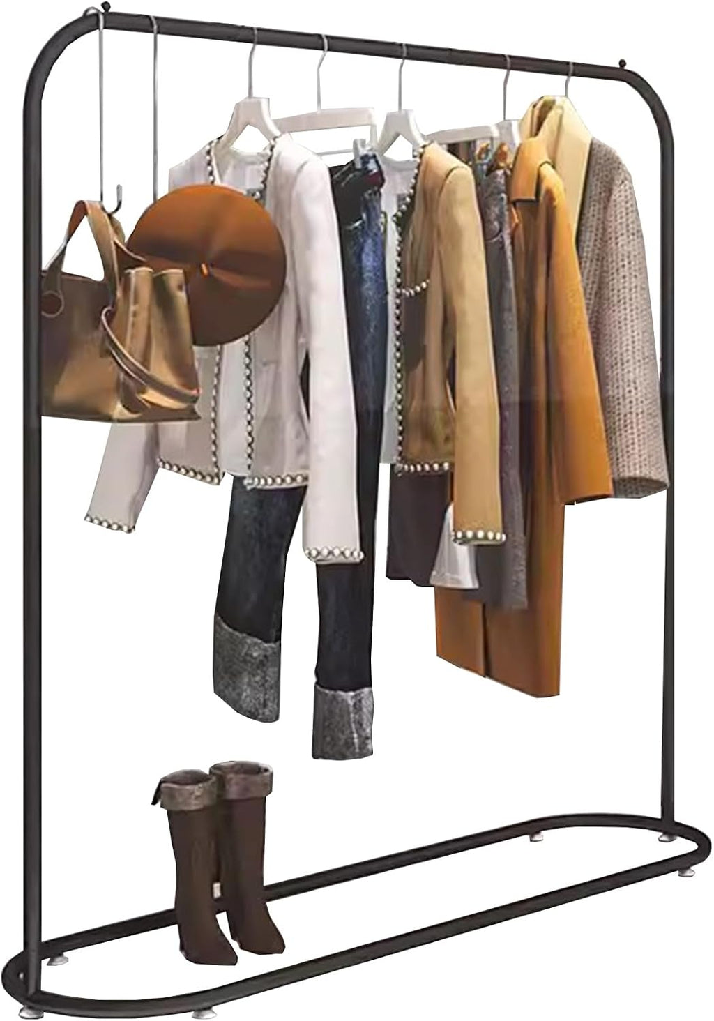 Heavy duty Garment rack Modern Black Metal Clothes Rail For Hanging Clothes Commercial Heavy Duty Clothing Rack Freestanding Retail Display Rack Easy To Assemble Single Rod Coat Rack ( 150X40X160CM)
