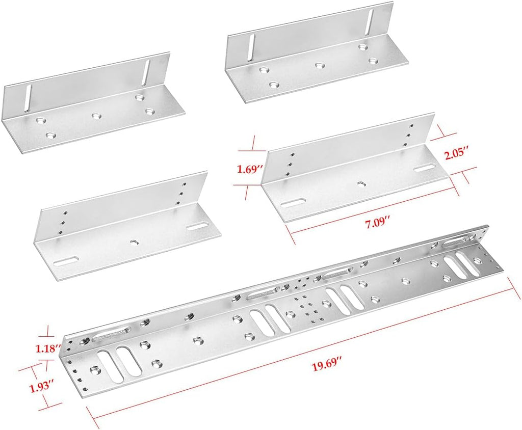 Dual Door Magnetic Lock with Z and L Bracket 600lbs Holding Force Electromagnetic Lock for Double Door Access Control System