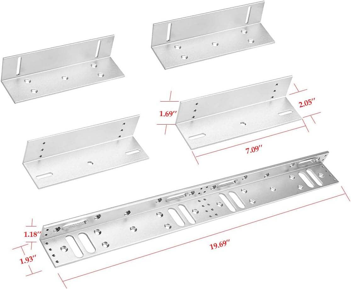 Dual Door Magnetic Lock with Z and L Bracket 600lbs Holding Force Electromagnetic Lock for Double Door Access Control System