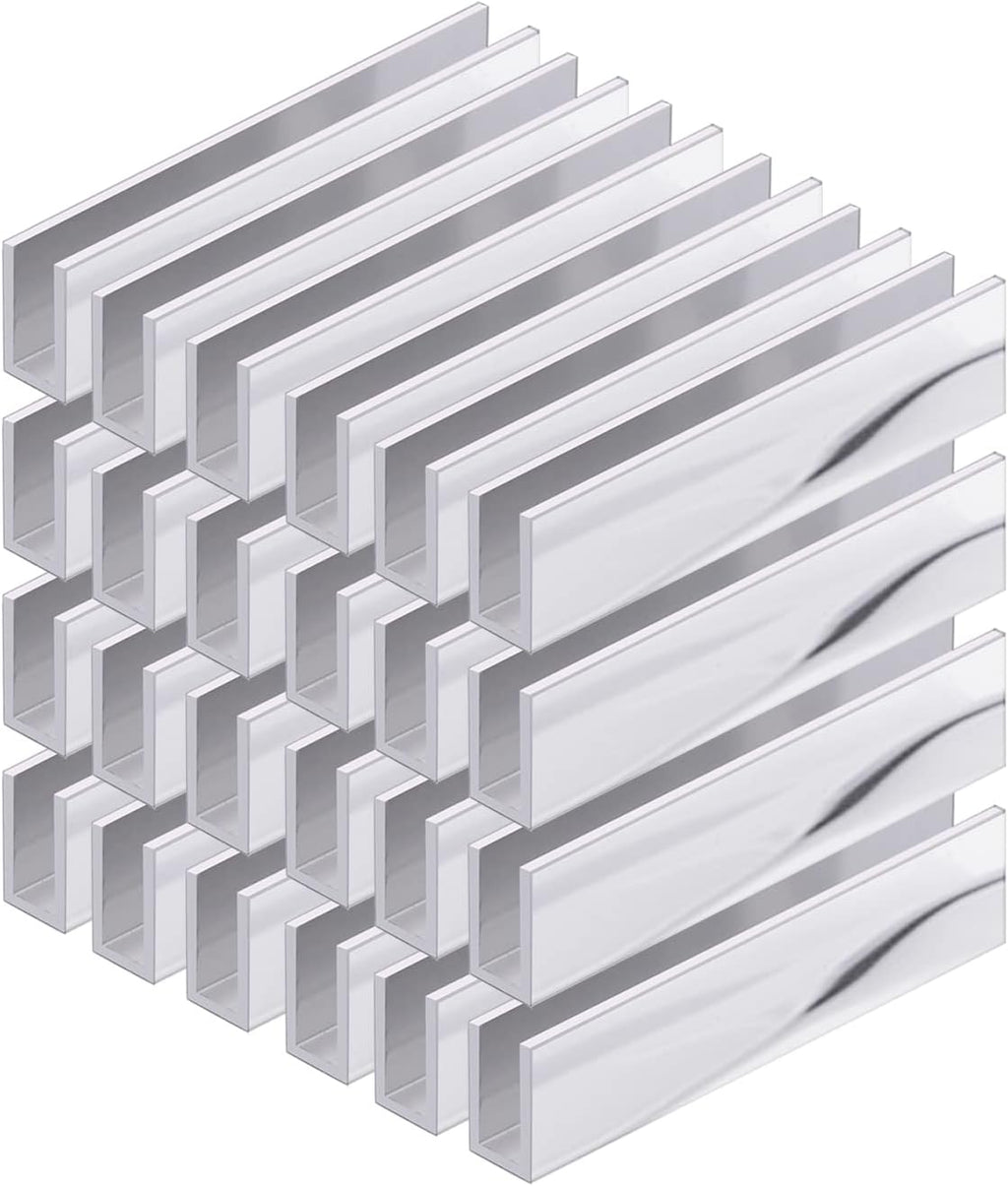 Aluminum Fixed Panel Shower Door U Channel for 1/2' Thick Glass 95 inches Length (24, Chrome Finish)