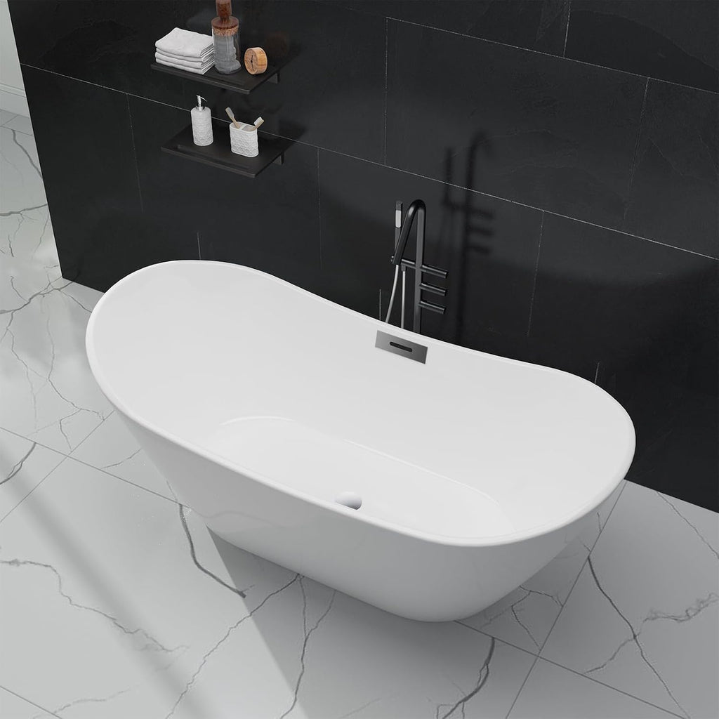 GarveeLife Freestanding Bathtubs 67 inch Acrylic Free Standing Soaking Tub, Luxury Soaking Tub with Integrated Overflow, Chrome Drain for Home Spa Bathroom Upgrade