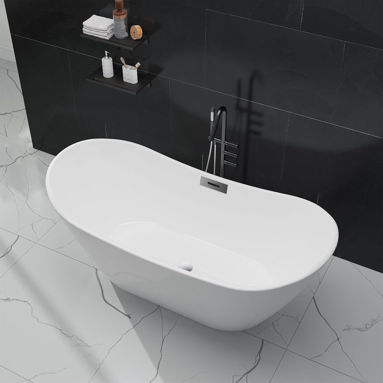 GarveeLife Freestanding Bathtubs 67 inch Acrylic Free Standing Soaking Tub, Luxury Soaking Tub with Integrated Overflow, Chrome Drain for Home Spa Bathroom Upgrade