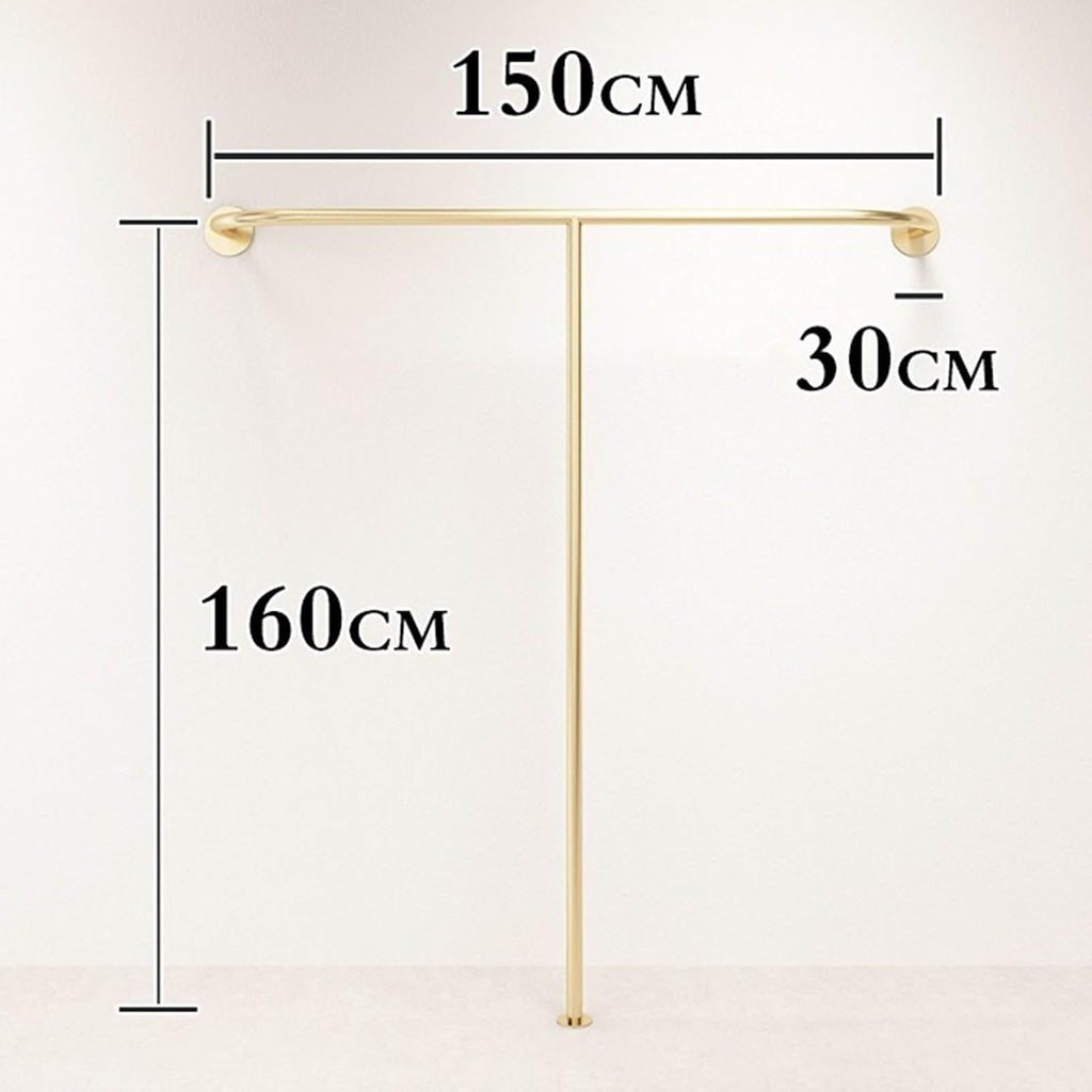 Wall-mounted Retail Clothing Display Stand, Boutique Creative Gold Industrial Pipe Clothing Rack ，commercial Clothing Store Display Metal Garment Rack，laundry Room Hanging Clothing Rod
