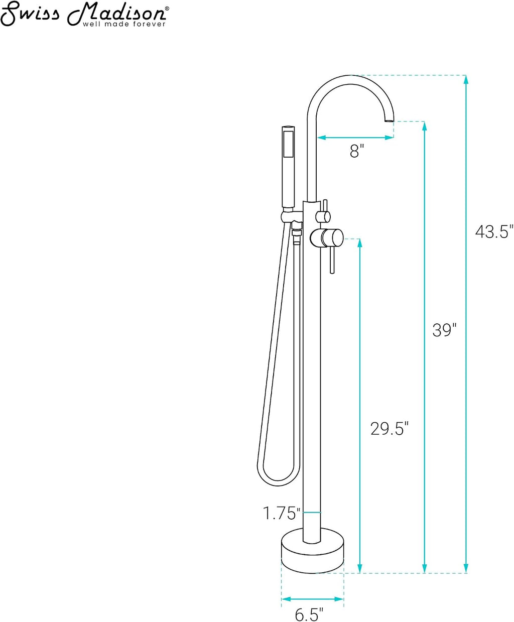 Swiss Madison Well Made Forever SM-FF11BN Ivy Freestanding Bathtub Faucet in Brushed Nickel