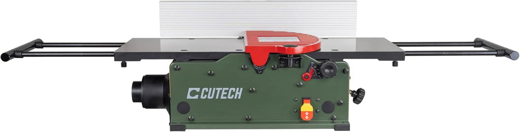 Cutech 401100HI 10-Inch Spiral Cutterhead Benchtop Jointer with Cast Iron Tables, 20 TC Inserts, Extra Long 24' Aluminum Fence, Additional 7-3/8' Fence Brackets, and a 12-amp Motor