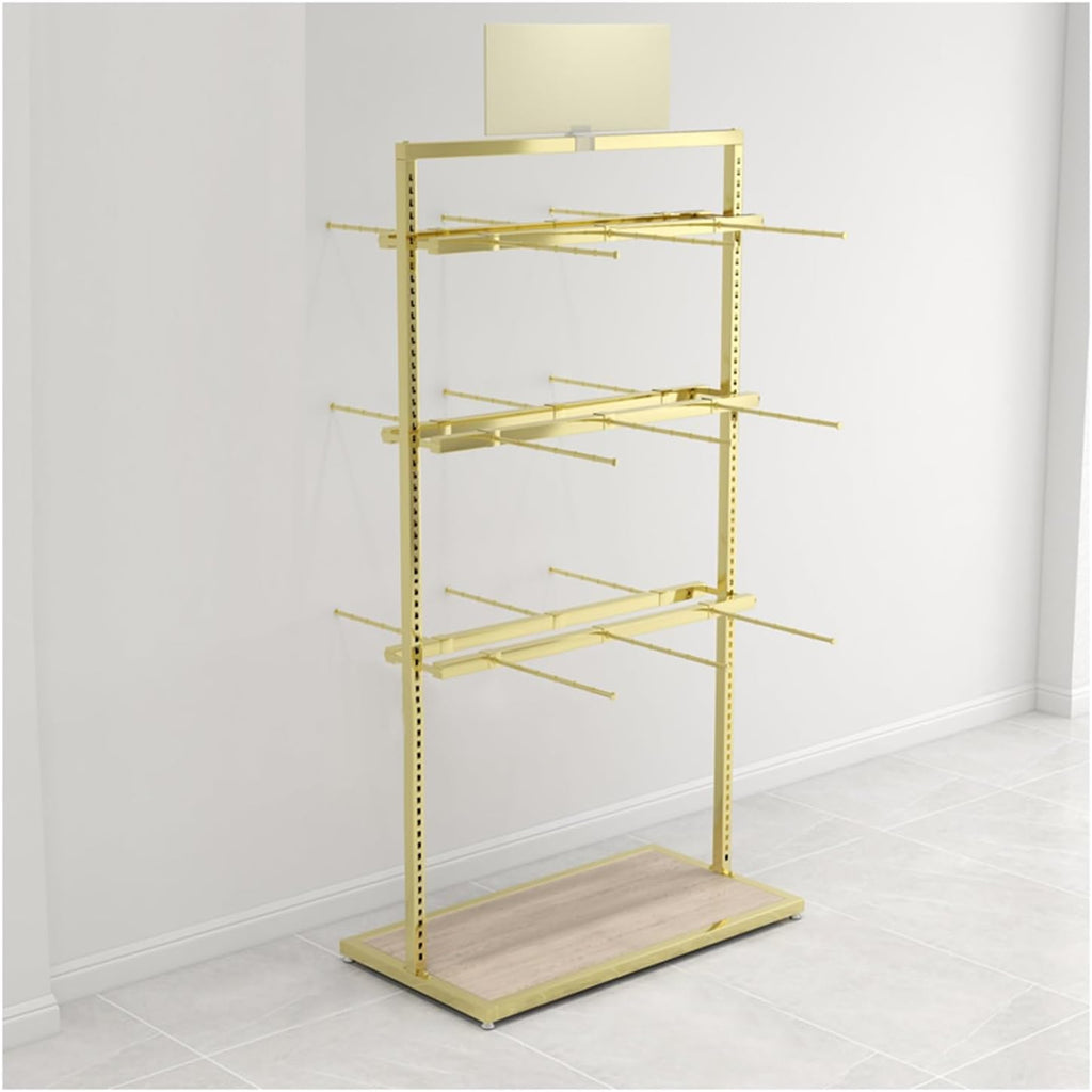 Underwear Display Stands,Freestanding Clothing Store Boutiques Retail Lingerie Garment Rack,Metals Lingerie Stand Shelves,for Socks Bra Panties(Color 3,100 X 40 X 135cm)