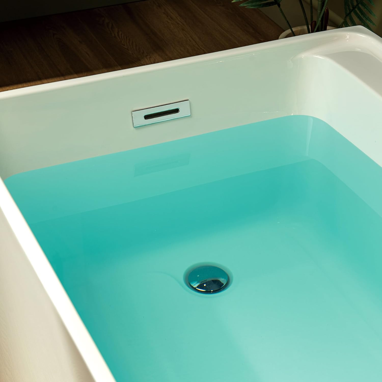 WOODBRIDGE 66-7/8' L x 31-1/2' W Freestanding Contemporary Soaking Bathtub with Brushed Nickel Drain & Overflow, White, B6710-BN