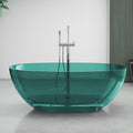 55' Edeyeu Freestanding Bathtub - Luxury Natural Resin Solid Surface Bathtub, Crystal Translucent Extra Deep Soaking Tub, High-End Stand Alone Free Standing Tub For Modern Bathroom Design Blue A