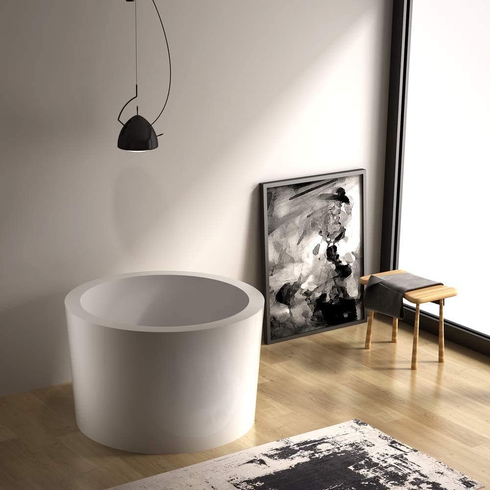 HEATGENE 41' Acrylic Freestanding Bathtub Contemporary Soaking Tub Easy to Install UPC Certified Chrome Drain & Overflow Assembly Included
