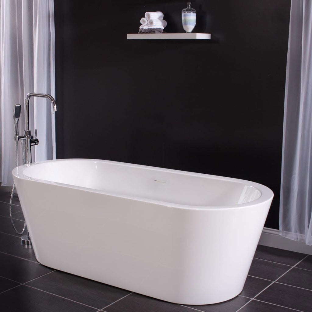 Miseno MNO7132SFSO 71' Free Standing Acrylic Soaking Tub with Center Drain - White