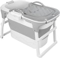 Portable Folding Bathtub, 39' Small Foldable Tub with Ergonomic Seat & Massage Roller, Freestanding Surround Collapsible Tub, Effortless Foldable Bathtub for Homes Apartments Grey