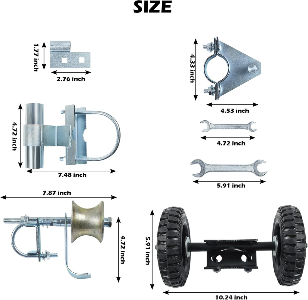 6' Wheels Rolling Gate Hardware Kit for Chain Link Gate | Sliding Gate Hardware | Sliding Gate Kit | Farm Gate Hardware