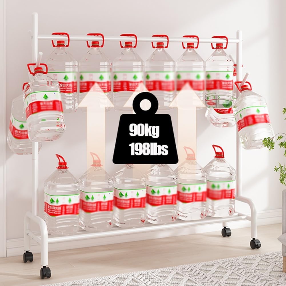 Metal Garment Rack with Wheels, Clothes Rail with Side Hooks and Storage Shelf, Rolling Clothing Organizer, Load Capacity 198lbs (Color : White, Size : 150x37x154cm) (White 60x37x154cm)