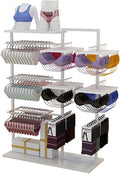Retail Store Display Rack,Free Standing Garment Rack,Double Sided Coat Hanger,Heavy Duty Metal Underwear,Bra,Shorts and Socks Display Rack,Island Rack with