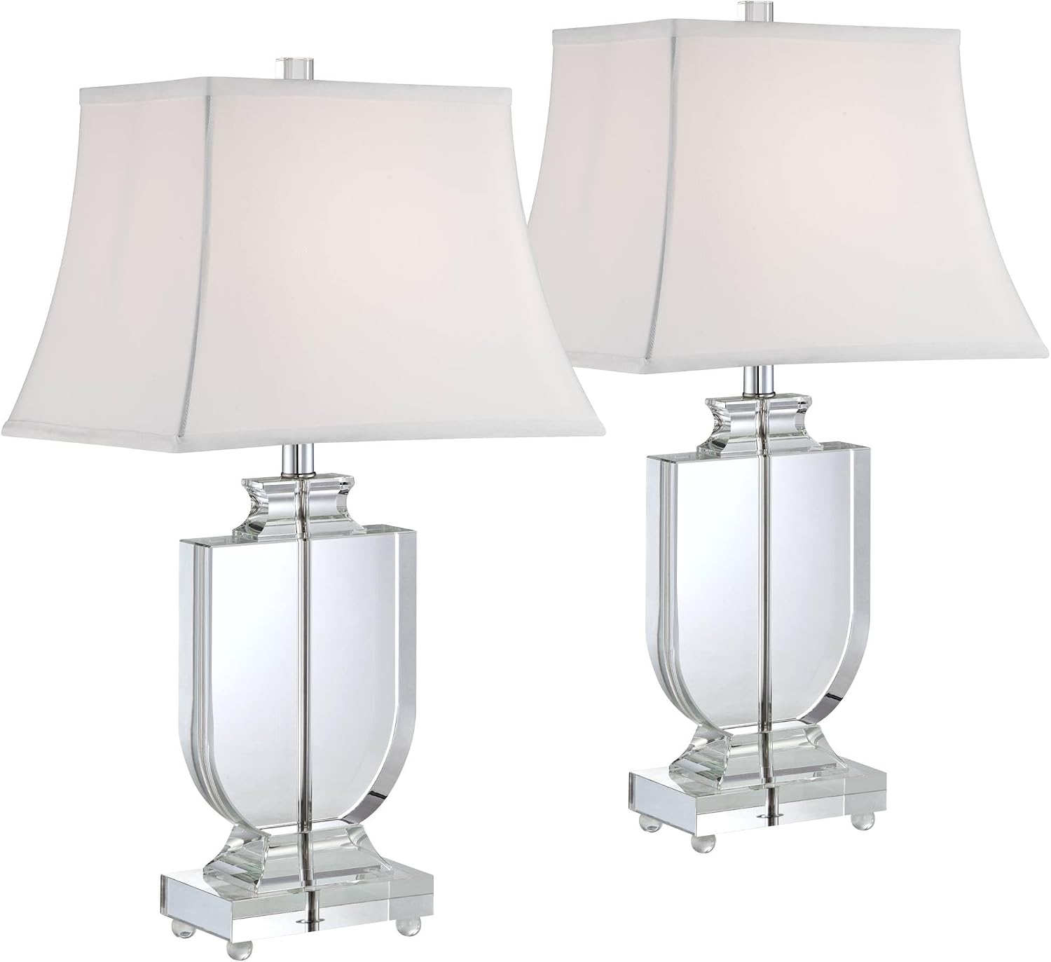 Vienna Full Spectrum Tilde 26 1/4' Tall Urn Modern Table Lamps Set of 2 Clear Crystal White Shade Living Room Bedroom Bedside Nightstand House Office Home Reading Kitchen Entryway Console Family