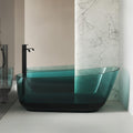 67' Edeyeu Luxury Freestanding Bathtub – Solid Surface Bathtub Soaking Tub, Ergonomic Backrest And Durable One-Piece Construction For Modern Bathroom Luxury With Drain Blue A