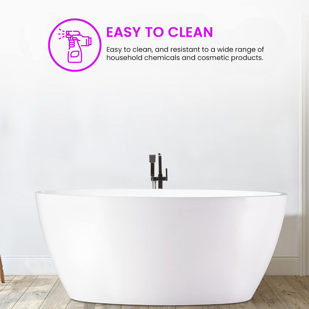 Vanity Art 59' X 32' Freestanding Bathtub | Home Improvement Bathtubs with Contemporary Design for Soaking and Bathing, Overflow and Pop-up Drain with UPC Certified, Acrylic, VA6834-M