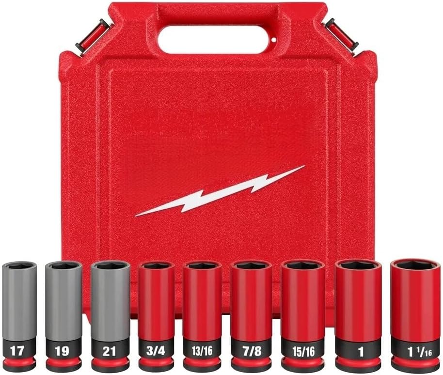 9pc 49-66-7832 Socket Set for Milwaukee Impact Duty 1/2 Drive Lug Nut | Non-slip hex geometry to prevent socket and fastener rounding